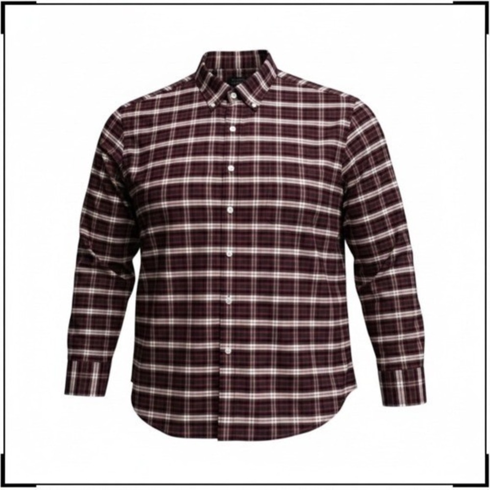 J. Crew Mens XL Classic Flex Oxford Plaid Red Green Button Down Shirt Preppy